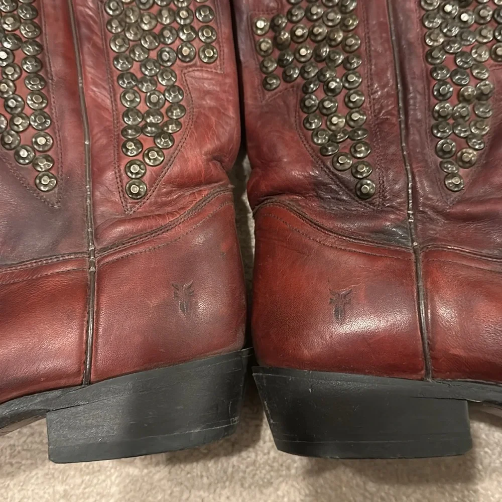 Frye Red and Tan Leather Boots - Picture 6 of 7